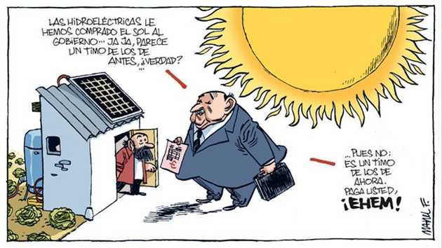 Viñeta cómica sobre las hidroeléctricas.
