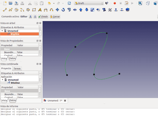 Una B-Spline según FreeCAD